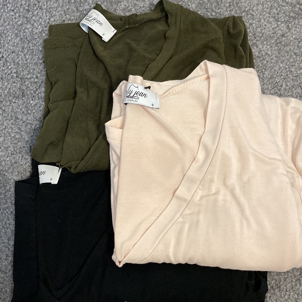 Women's V-Neck Tops - Olive, Black, and Cream